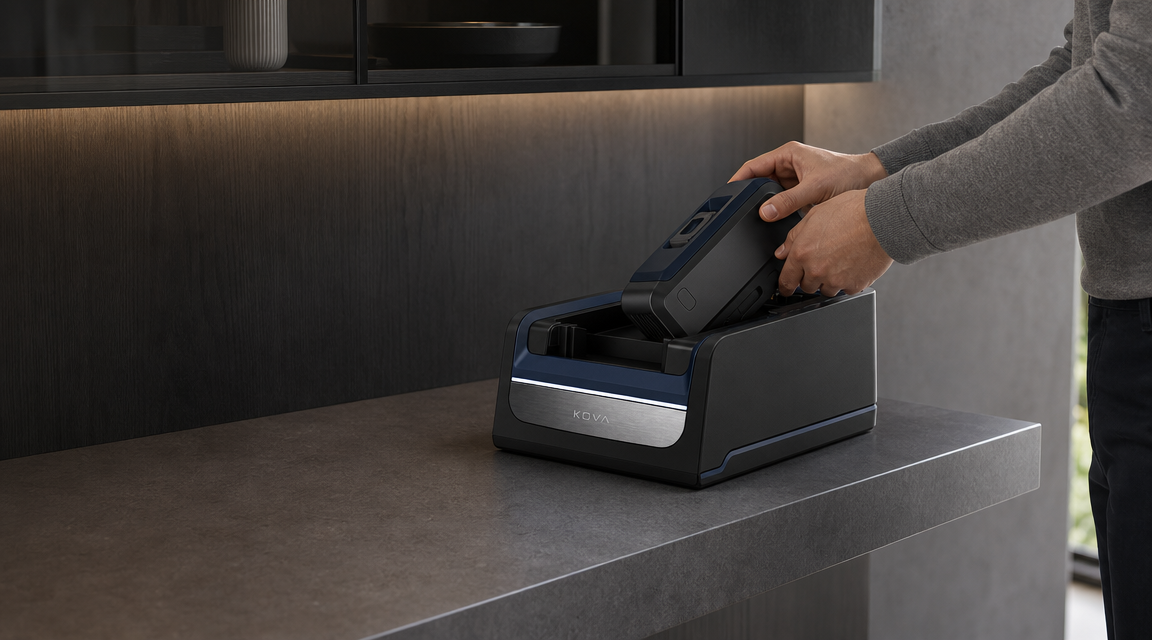 KOVA Universal Fast Charger & Charging Dock in use