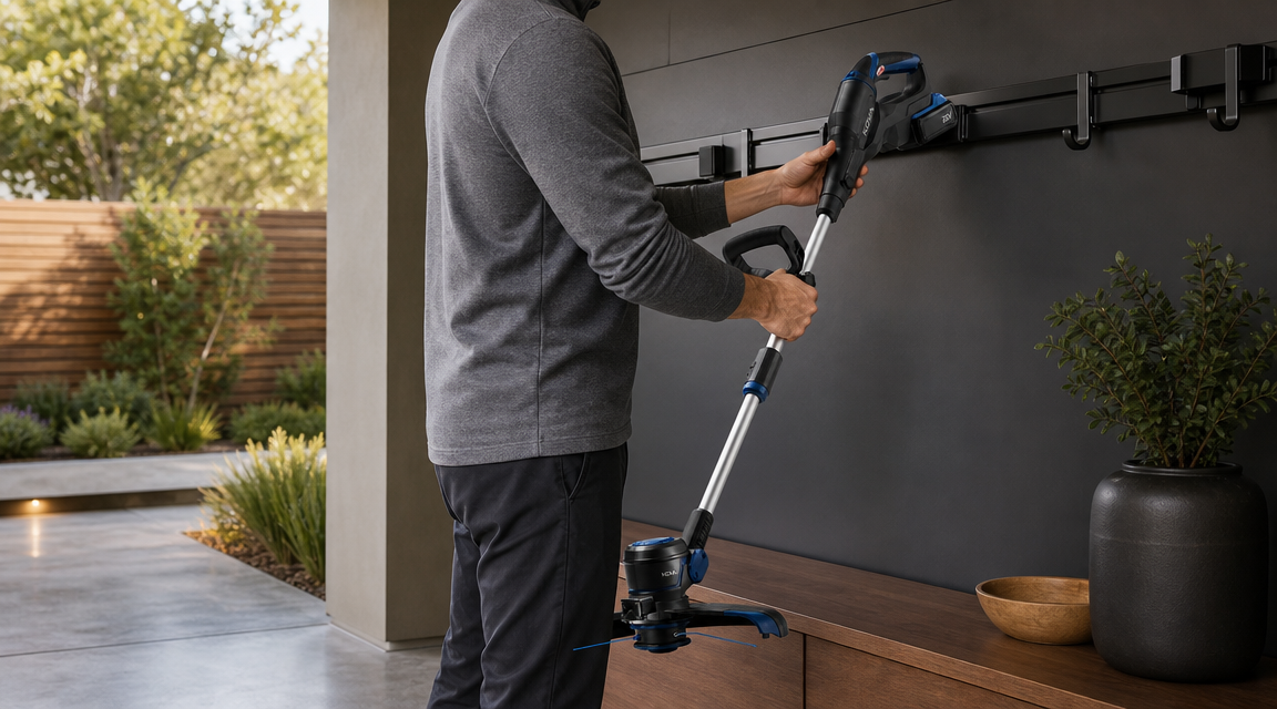 KOVA 20V Brushless Cordless String Trimmer in use